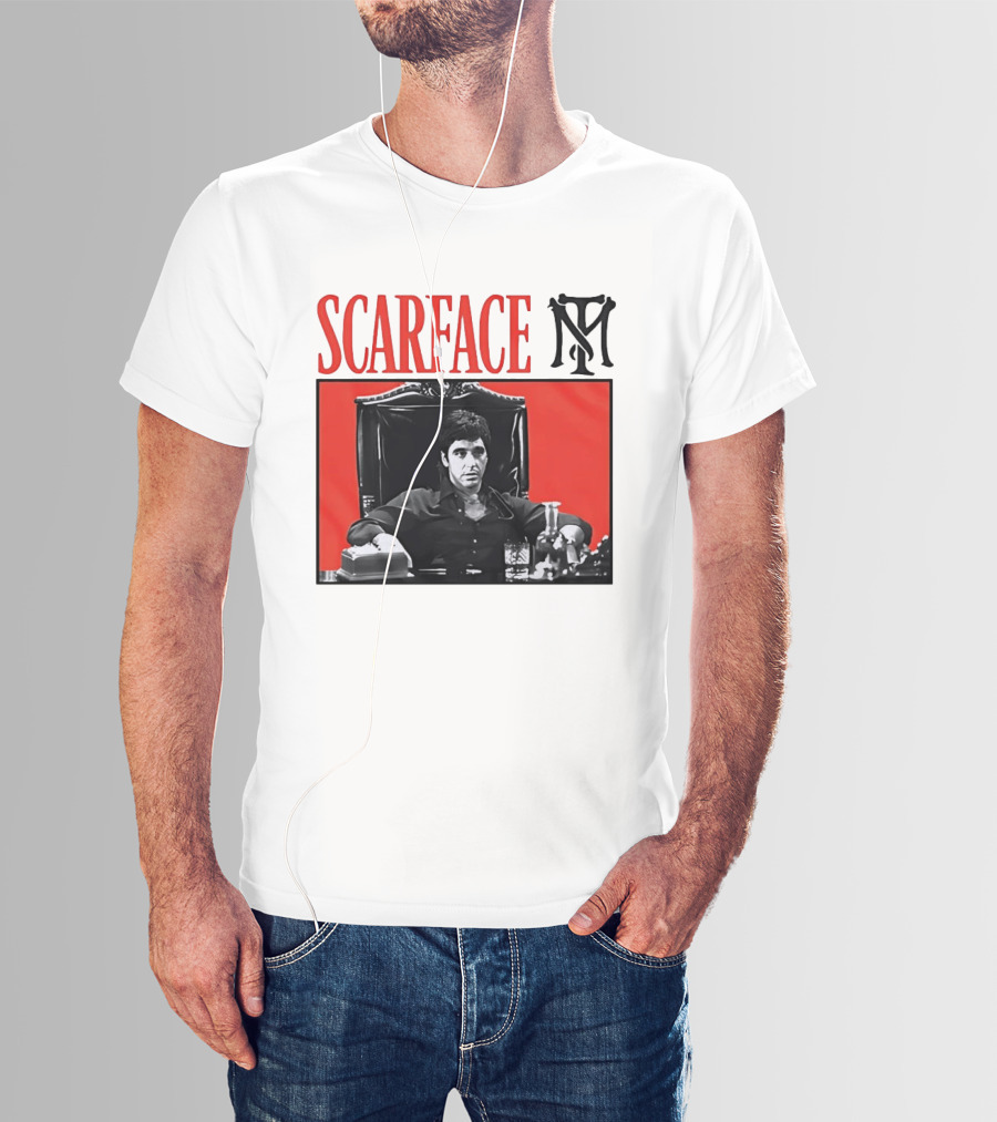 Scarface Tony Montana Al Pacino Iconic Scene Red T-Shirt