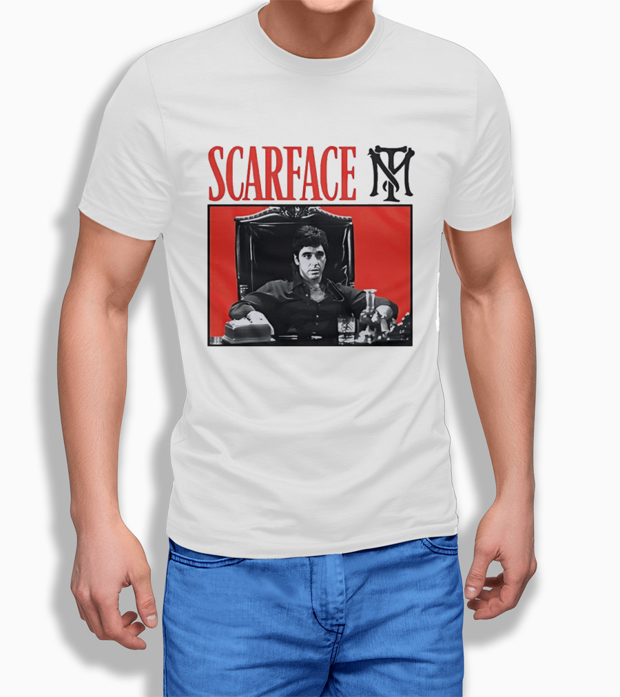 Scarface Tony Montana Al Pacino Iconic Scene Red T-Shirt