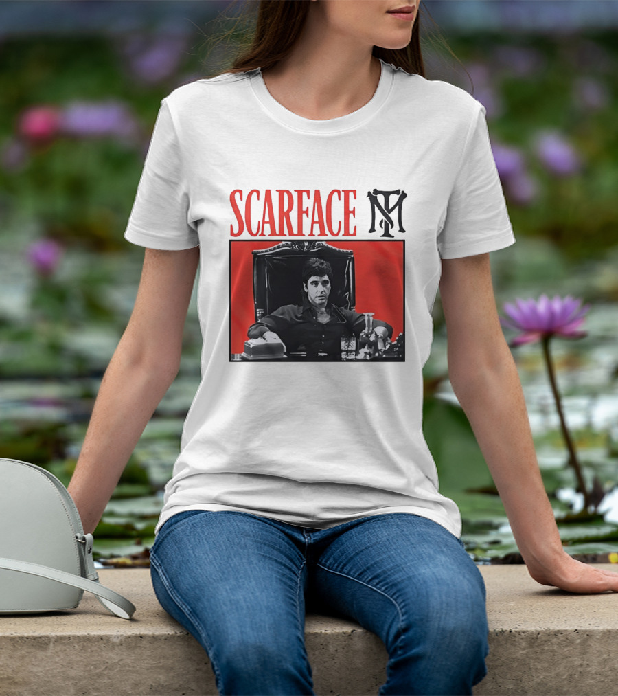 Scarface Tony Montana Al Pacino Iconic Scene Red T-Shirt