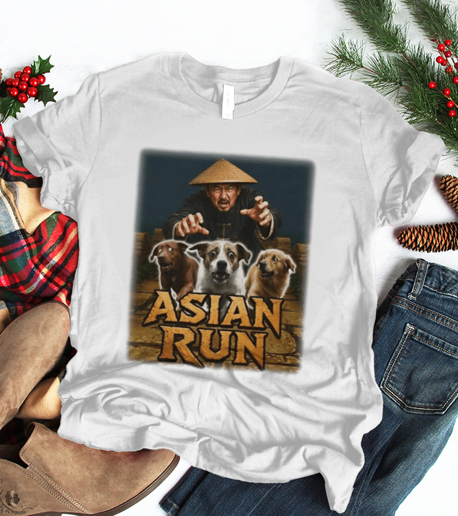 Asian Run Dogs With Traditional Hat Man T-Shirt