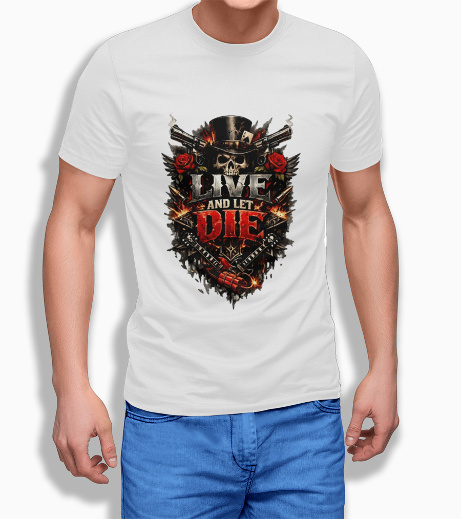Guns N' Roses Live And Let Die Skull Roses Guns Playing Cards T-Shirt