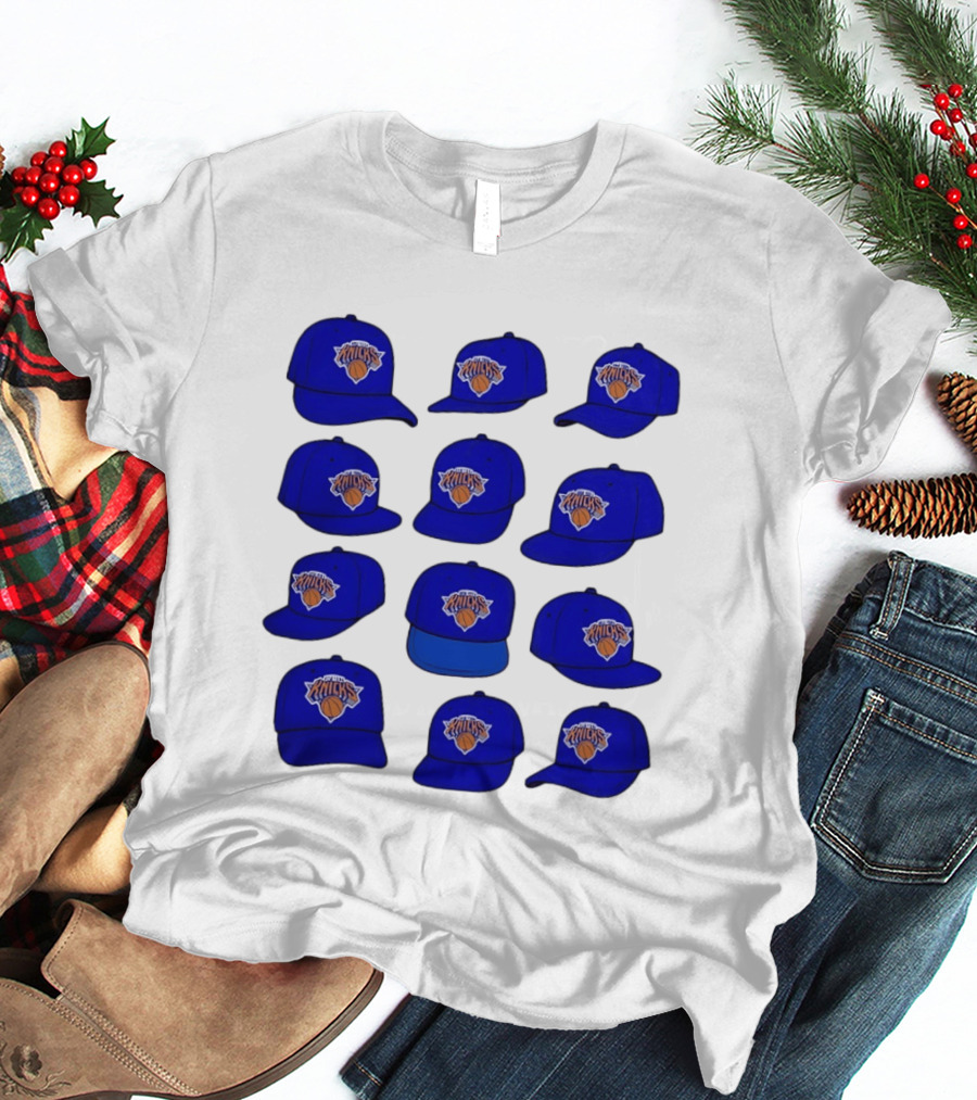New York Knicks Blue Caps Collection With Iconic Basketball Team T-Shirt
