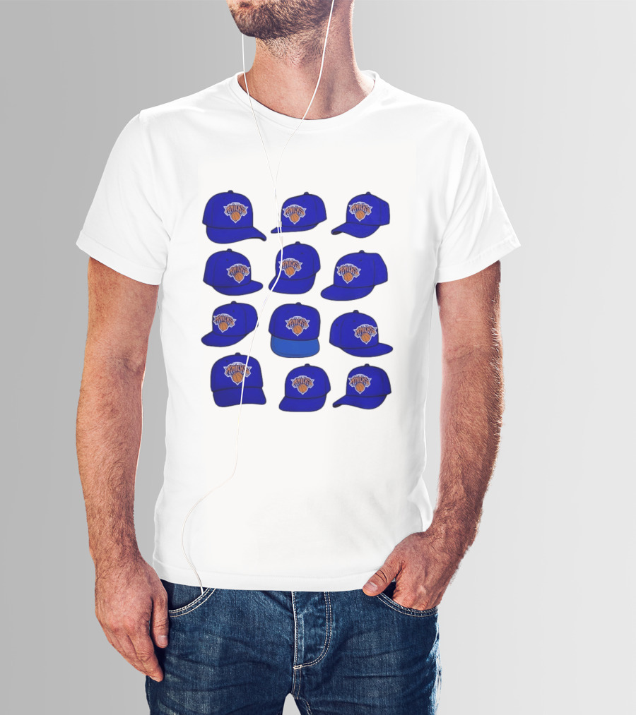 New York Knicks Blue Caps Collection With Iconic Basketball Team T-Shirt