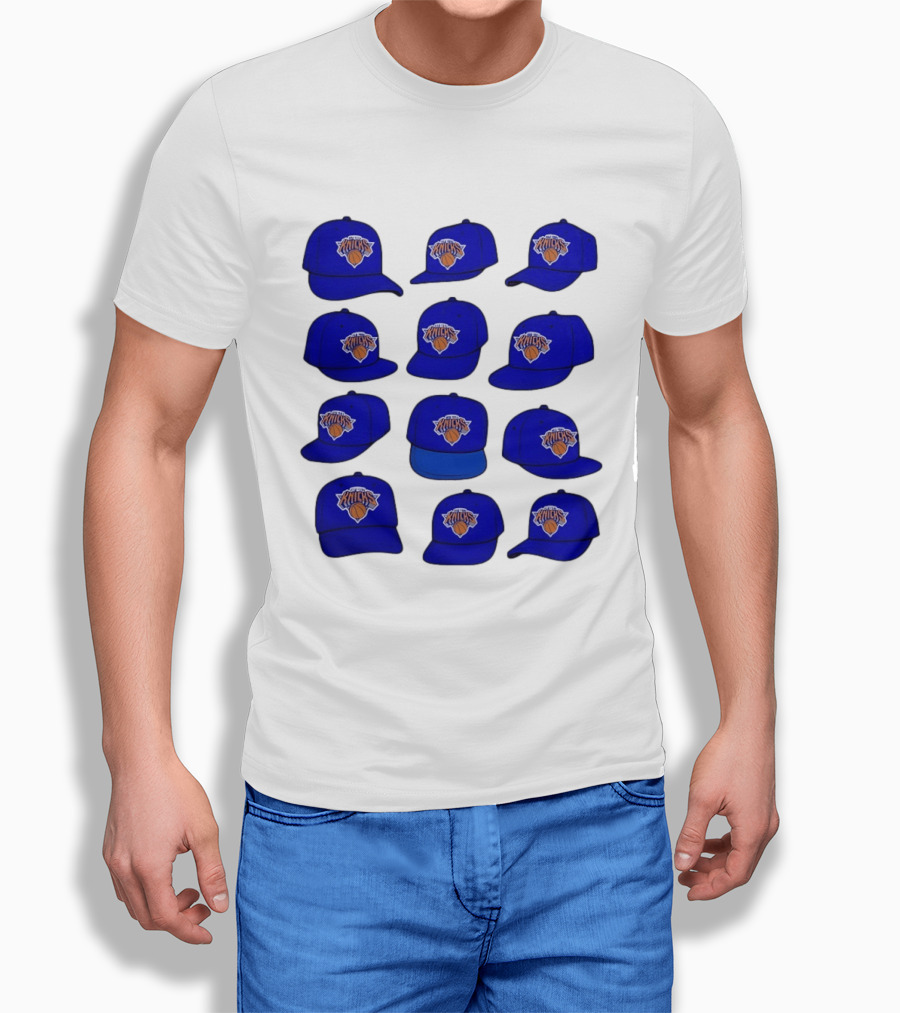 New York Knicks Blue Caps Collection With Iconic Basketball Team T-Shirt