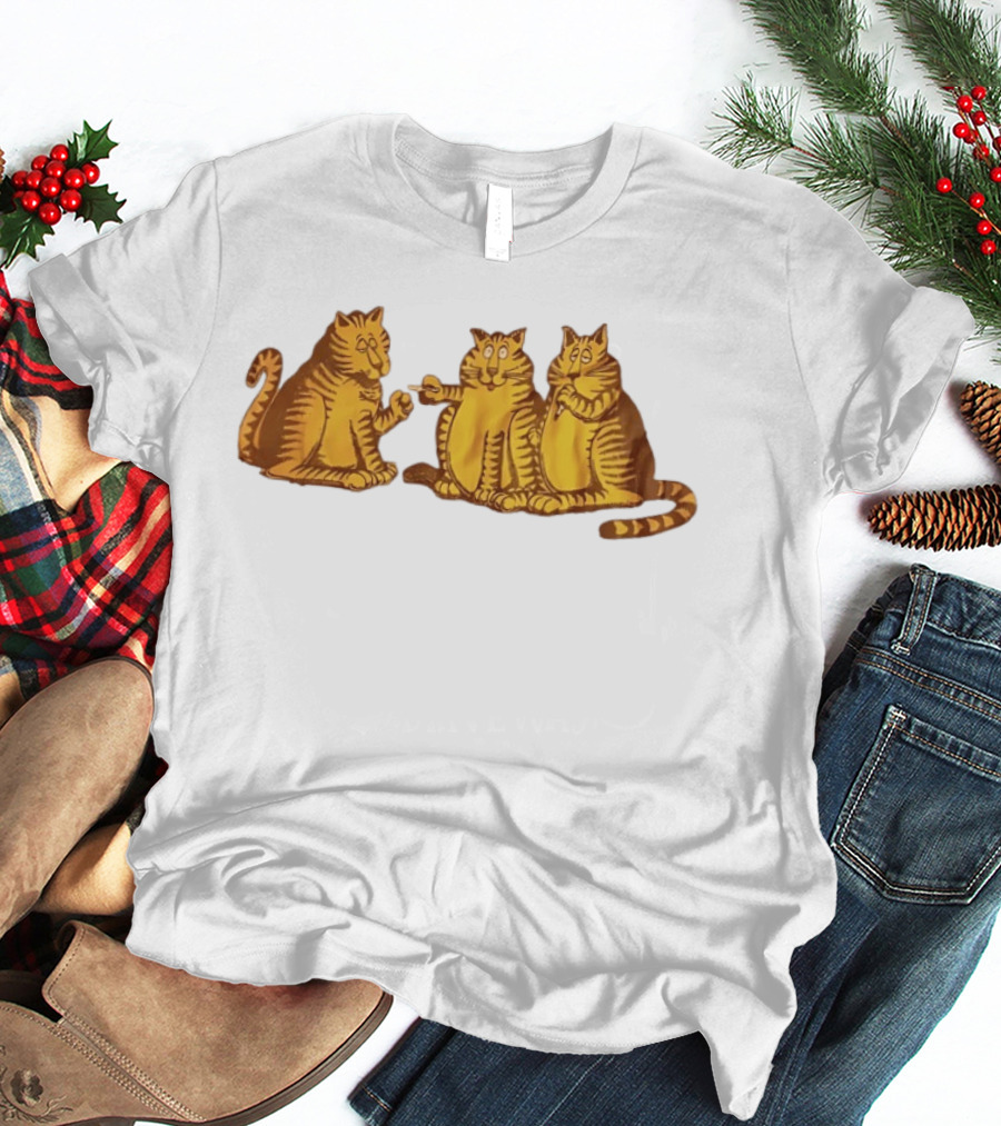 Super Cat Smoking Meme Trio Funny Cats Sharing Cigarettes T-Shirt