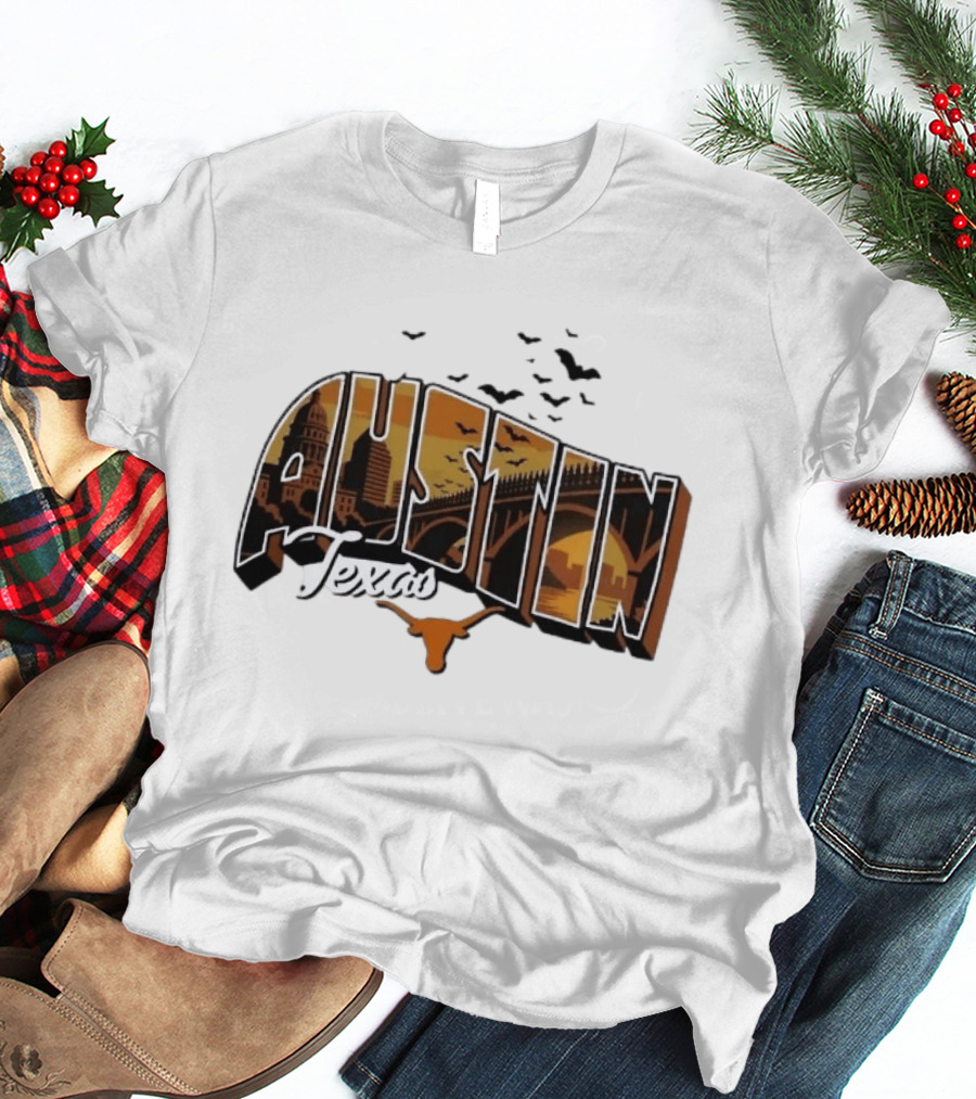 Austin Texas Longhorns Cityscape Greetings T-Shirt