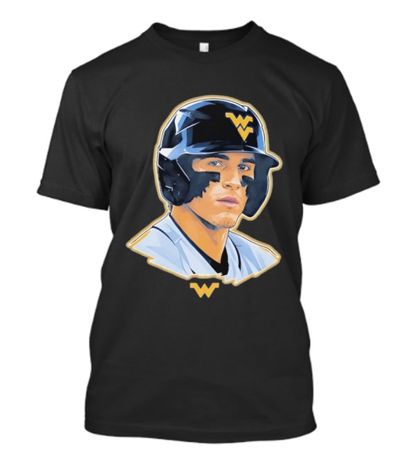 West Virginia Baseball Player Helmet WV T-Shirt