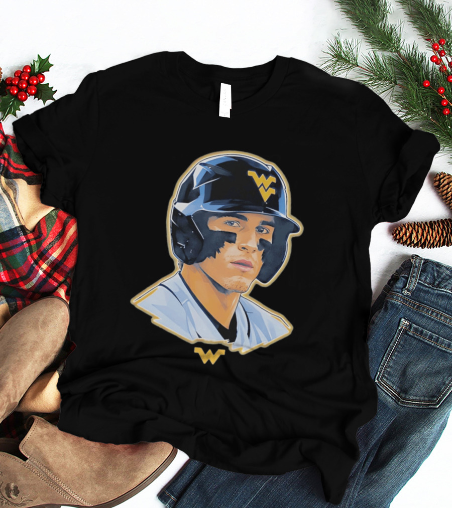 West Virginia Baseball Player Helmet WV T-Shirt