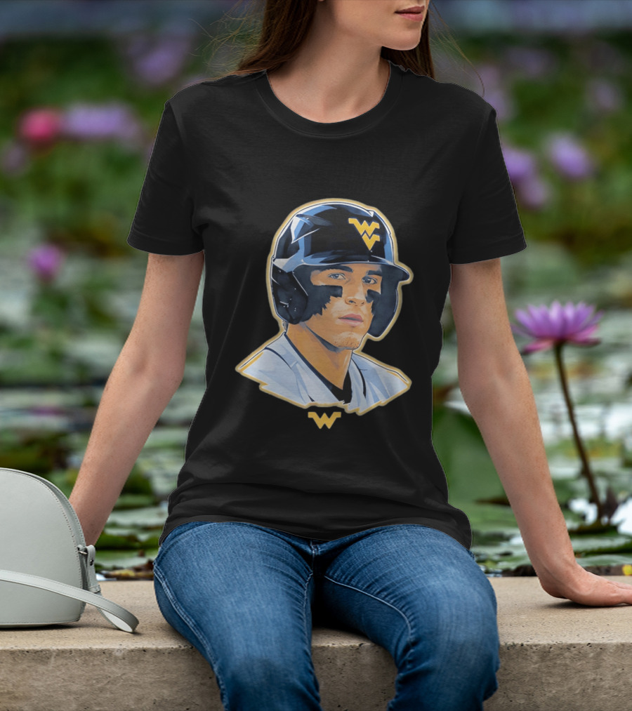 West Virginia Baseball Player Helmet WV T-Shirt
