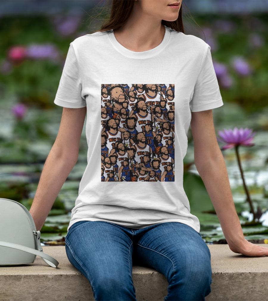 Jalen Brunson New York Knicks Number 11 NEMY Cartoon Collage T-Shirt