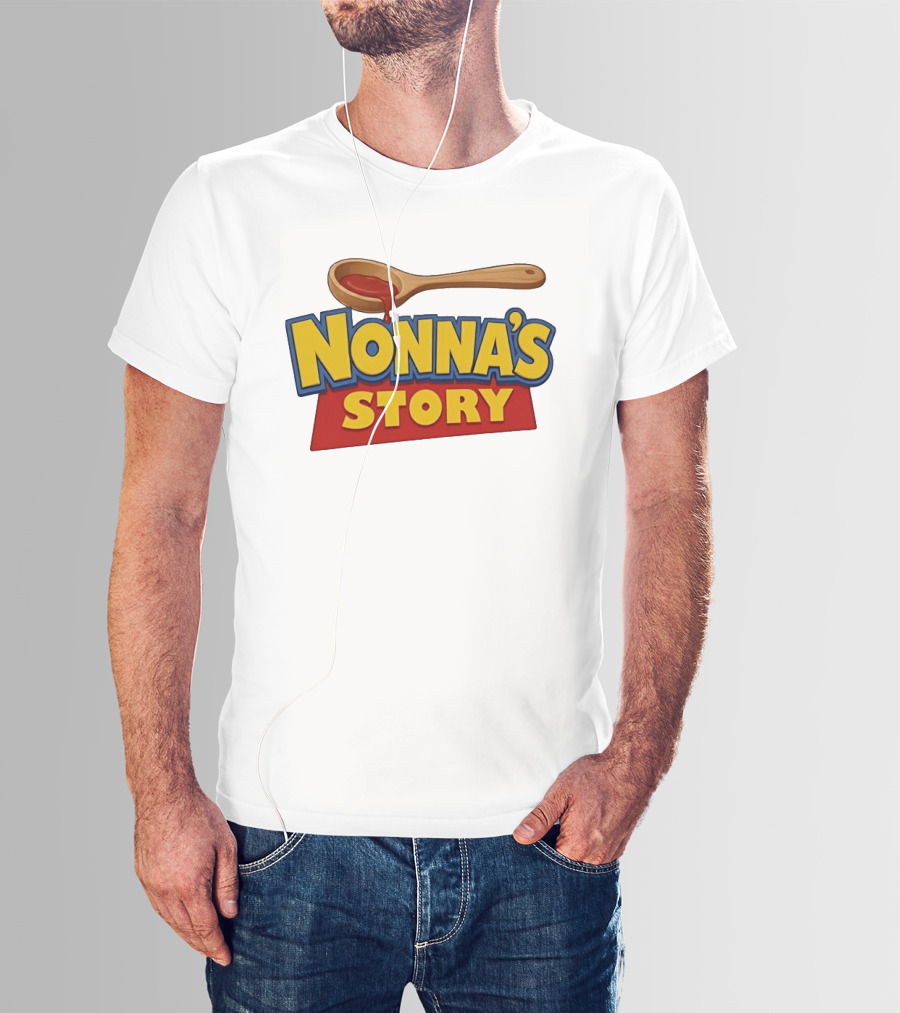 Nonna's Story Wooden Spoon Icon With Red Sauce T-Shirt