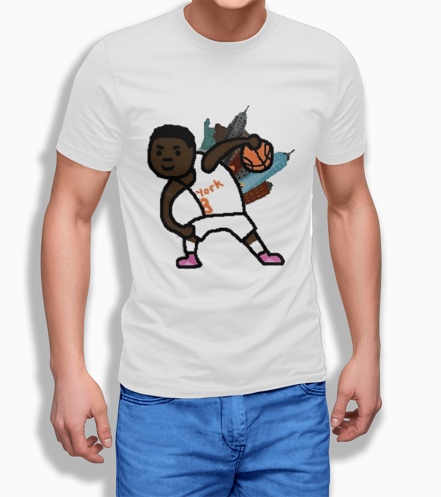 OG Anunoby New York Knicks Basketball Player Skyline T-Shirt