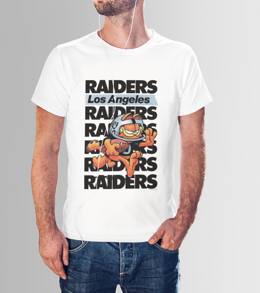 Los Angeles Raiders Orange Cat Football Helmet Running T-Shirt