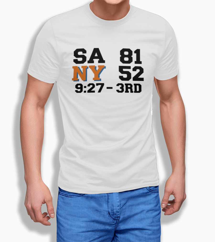 SA 81 NY 52 9:27 3rd Quarter Scoreboard T-Shirt