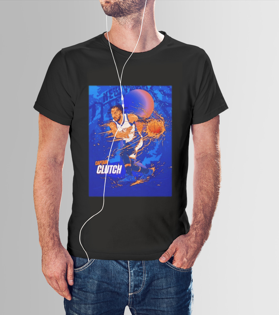 New York Knicks Captain Clutch Jalen Brunson Basketball Flames 2026 T-Shirt