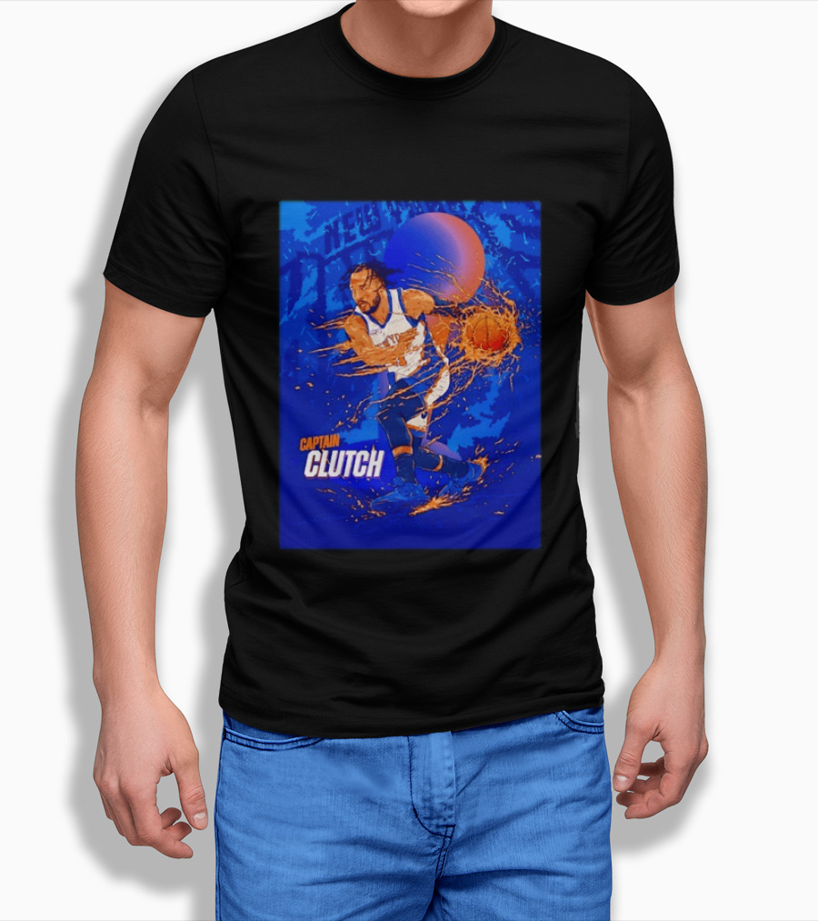 New York Knicks Captain Clutch Jalen Brunson Basketball Flames 2026 T-Shirt