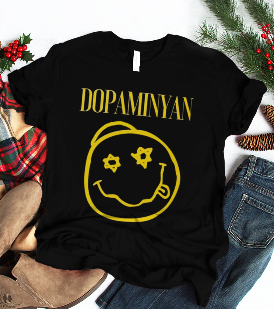 Dopaminyan Star Eyed Smiley Face Yellow T-Shirt
