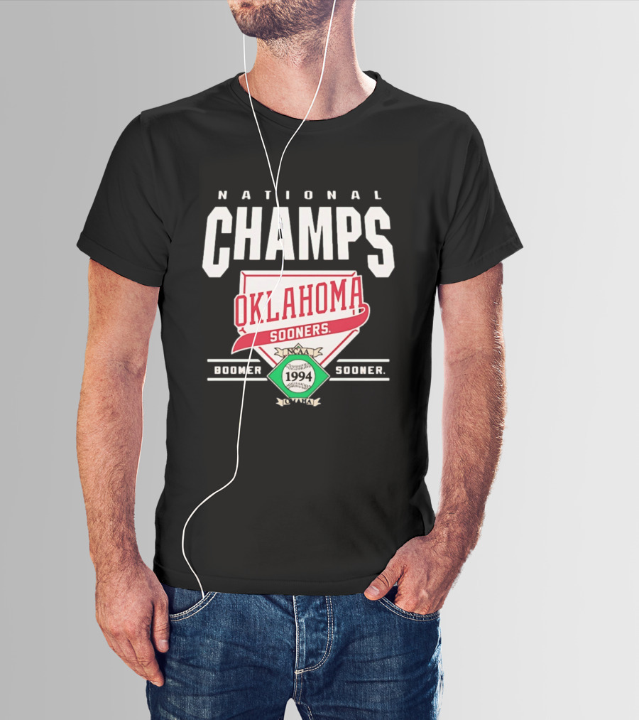 Oklahoma Sooners 1994 NCAA Baseball National Champs Boomer Sooner T-Shirt