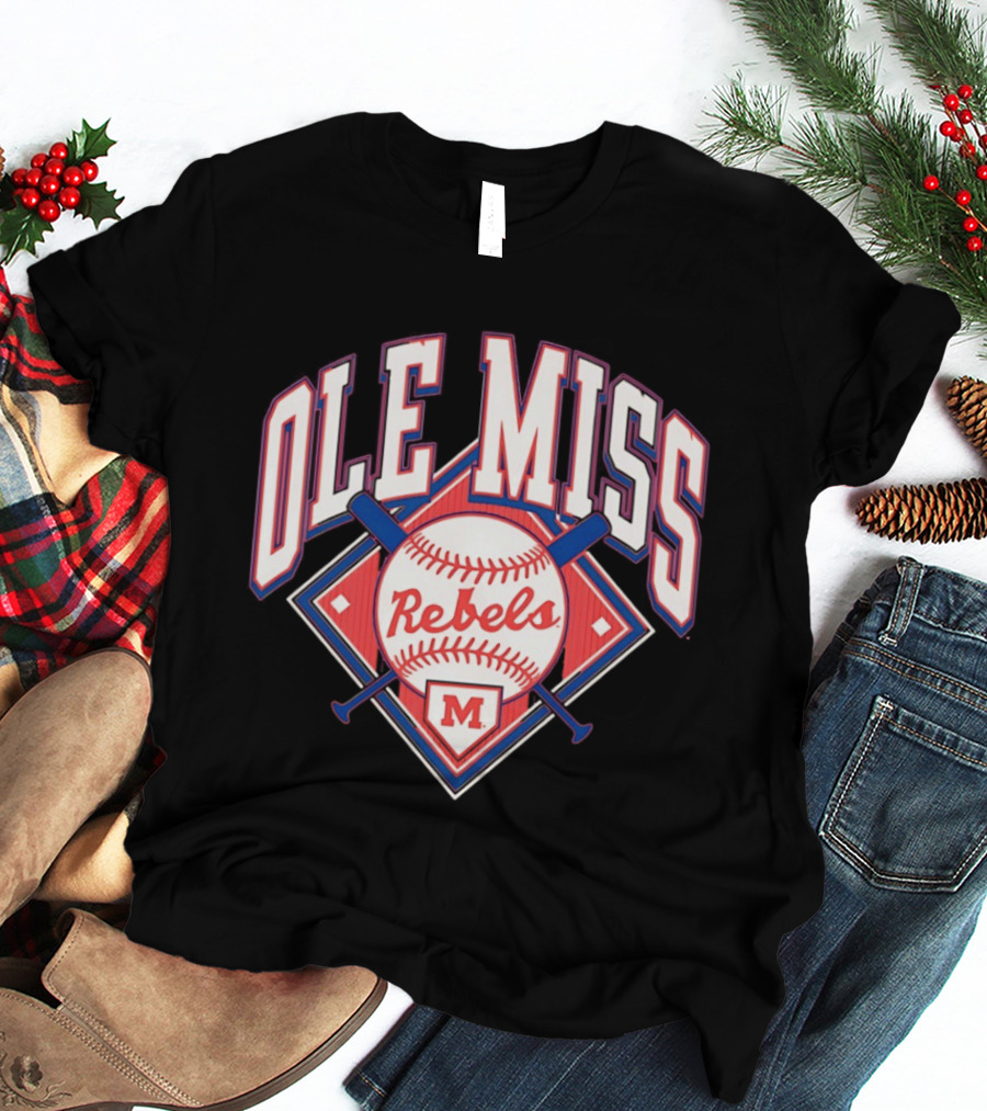 Ole Miss Rebels Baseball 2026 Team Merchandise Featuring Classic Logo And Red Baseball T-Shirt