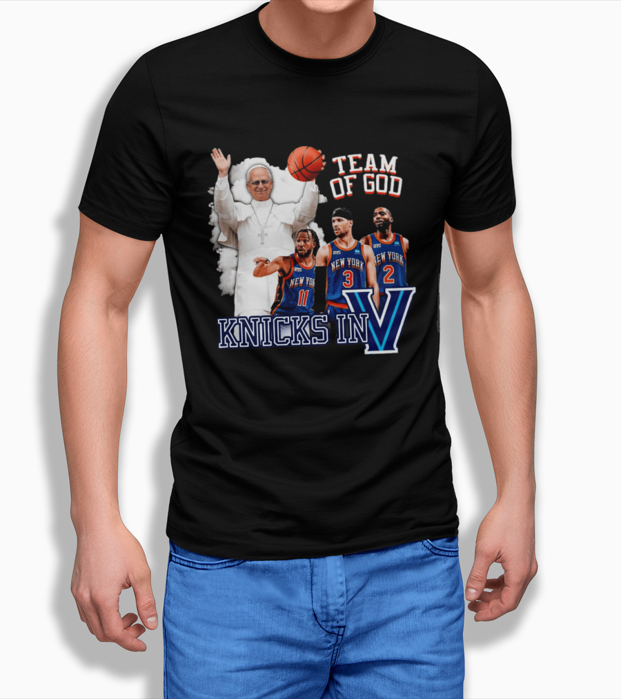 Team Of God Pope Leo XIV Knicks In Five Basketball Fun T-Shirt