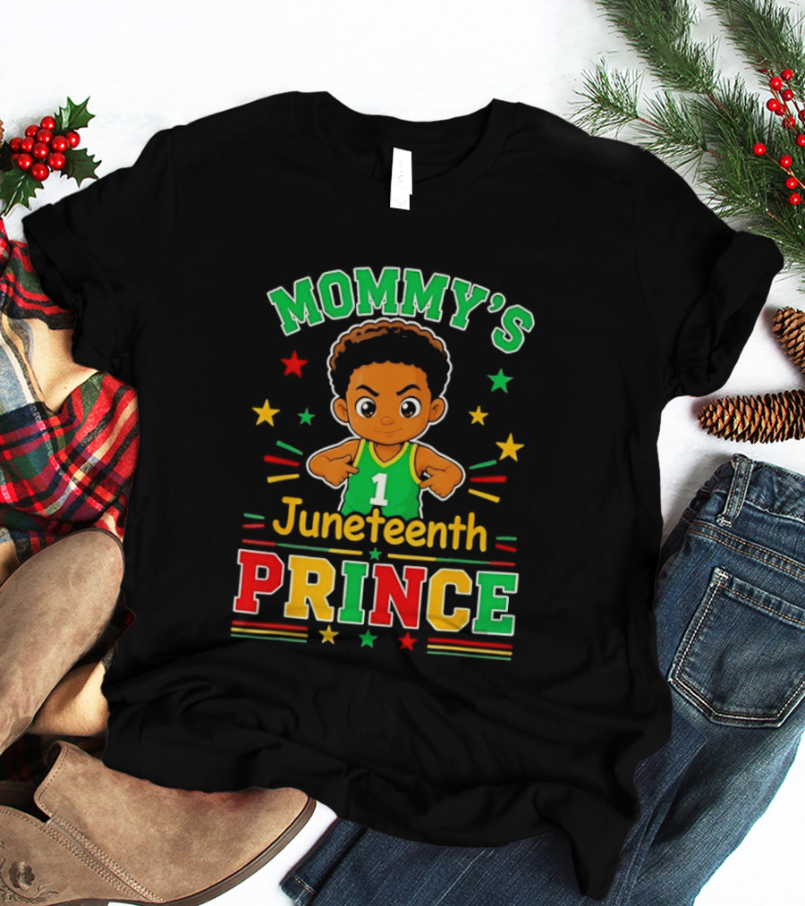 Mommy's Juneteenth Prince Little Boy Basketball Celebration Number One Kid T-Shirt