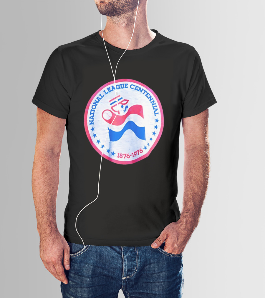 National League Centennial 1876 1976 Baseball Anniversary Retro MLB Bold Blue Red T-Shirt
