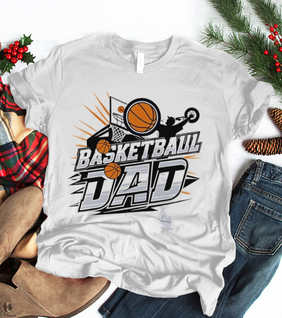 Basketball Dad Flying Ball Action Hoop T-Shirt