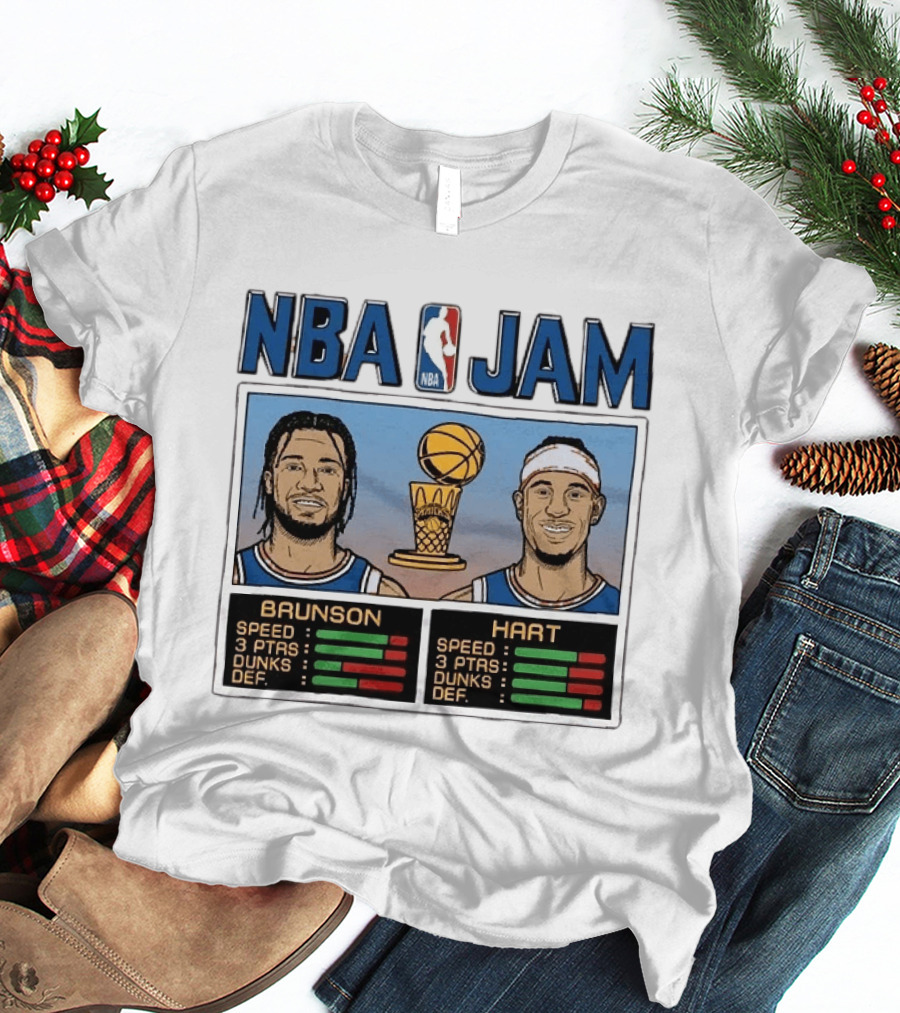 NBA Jam New York Knicks 2026 Champs Brunson Hart Stats T-Shirt