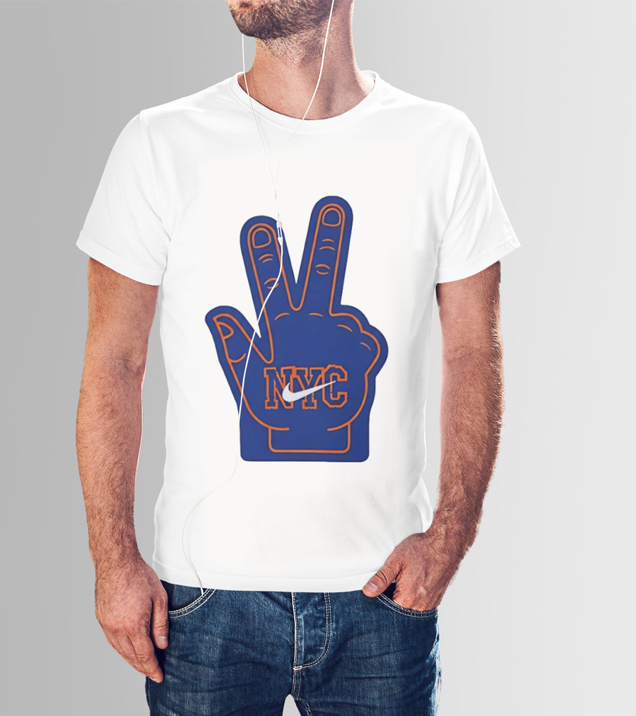 NYC Foam Finger Peace Sign New York Knicks Basketball T-Shirt