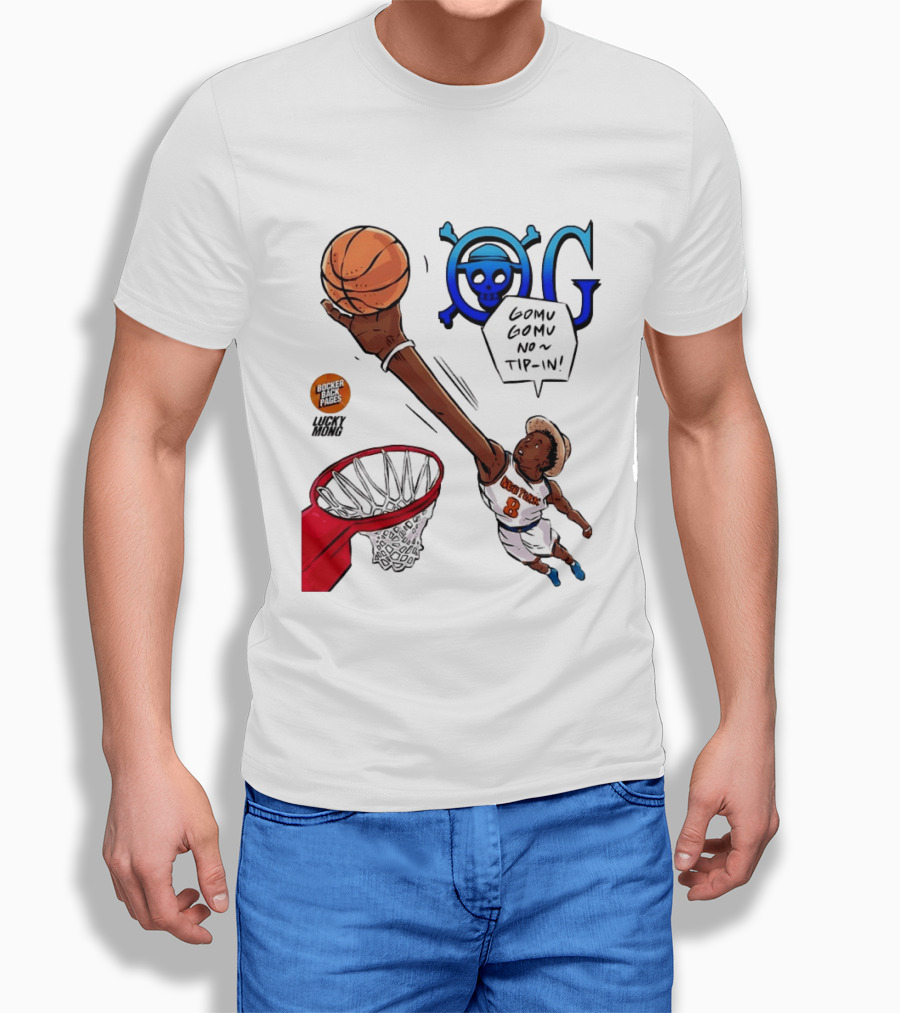 OG Anunoby X One Piece Luffy New York Knicks 2026 Gomu Gomu No Tip In Comic T-Shirt