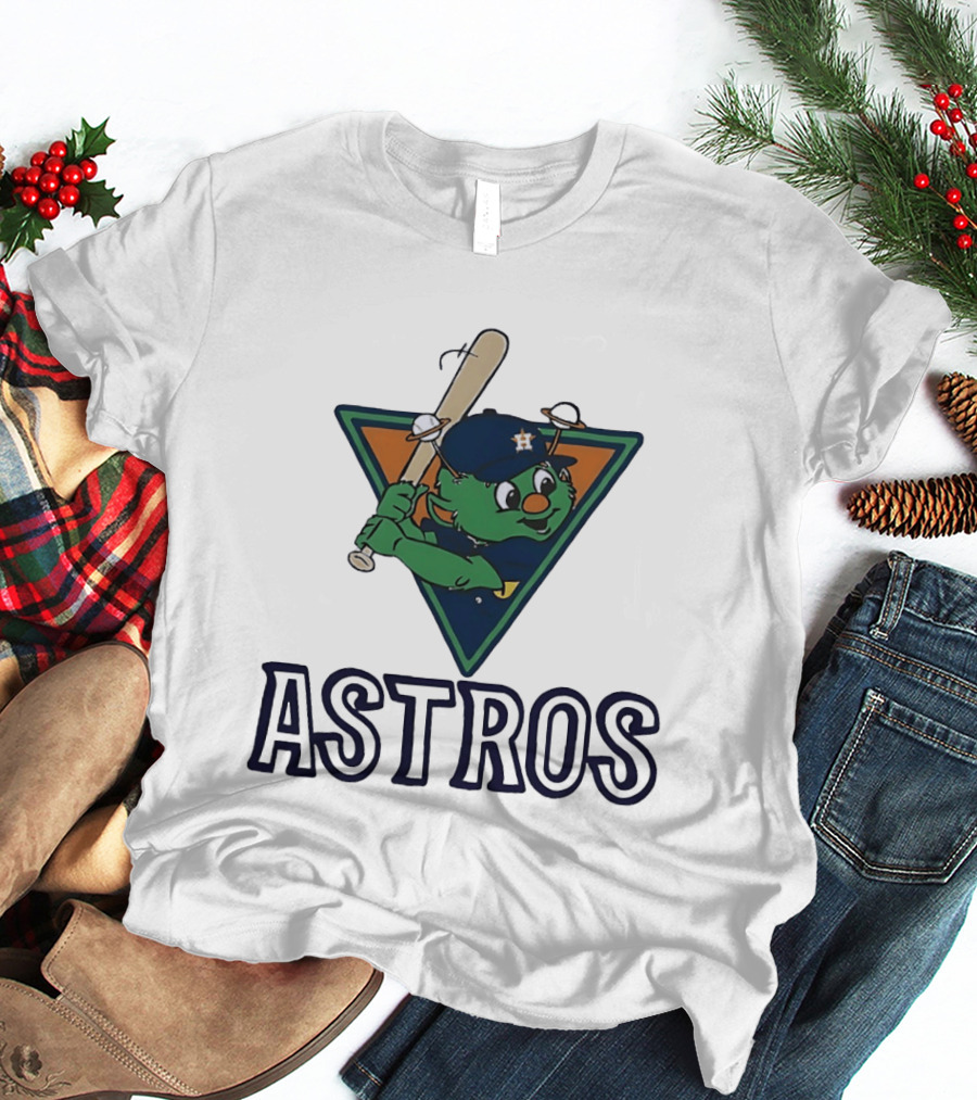 Orbit Houston Astros With Saturn Rings Baseball Bat Triangle T-Shirt