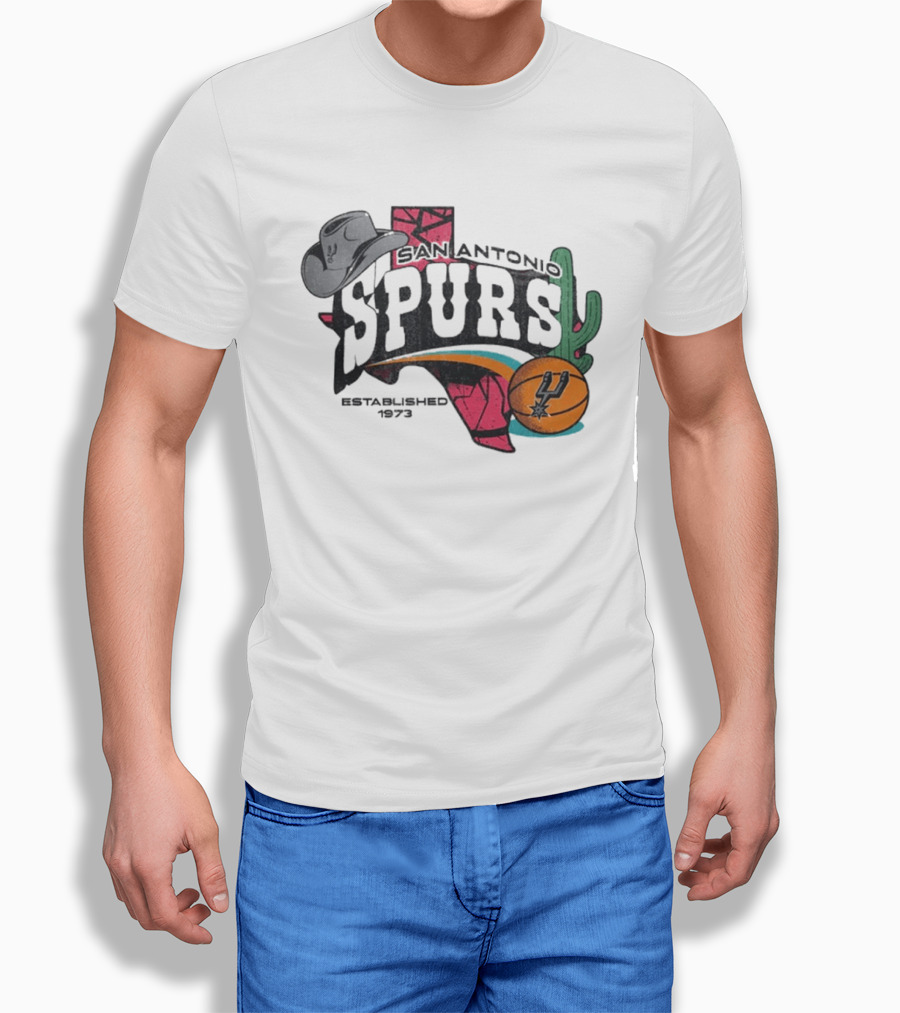 San Antonio Spurs Established 1973 Texas Cowboy Hat Cactus Basketball Team T-Shirt
