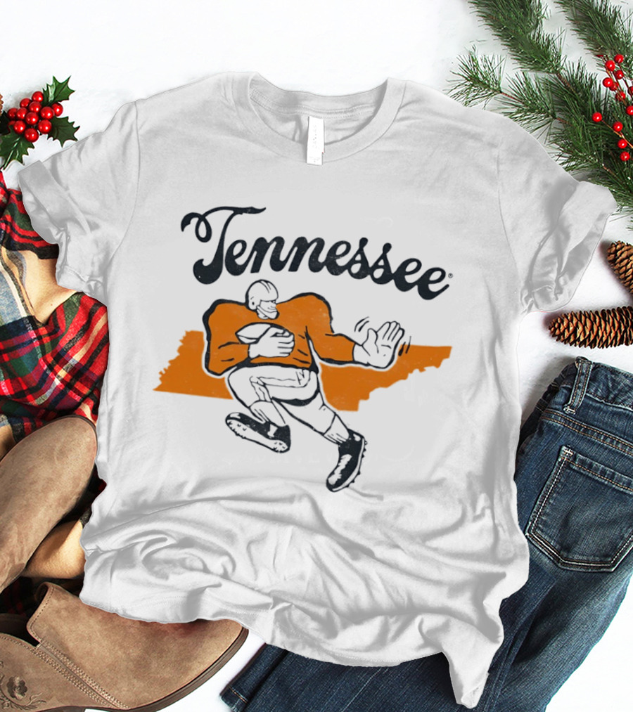 Tennessee Football Map Vintage Style Football Player T-Shirt