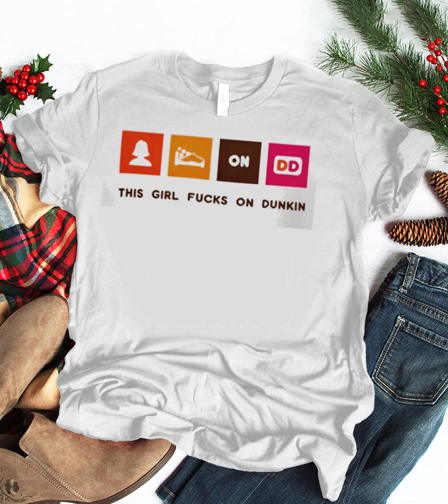 This Girl Fucks On Dunkin Retro Icon Square Blocks T-Shirt