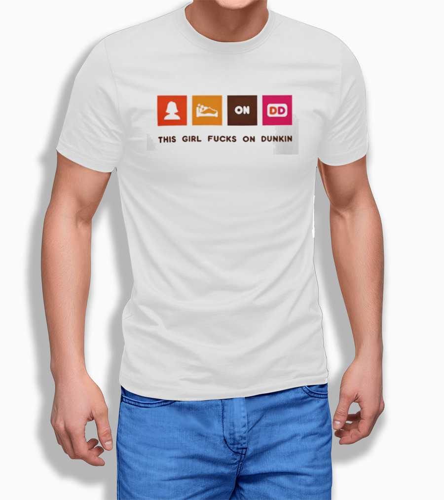 This Girl Fucks On Dunkin Retro Icon Square Blocks T-Shirt