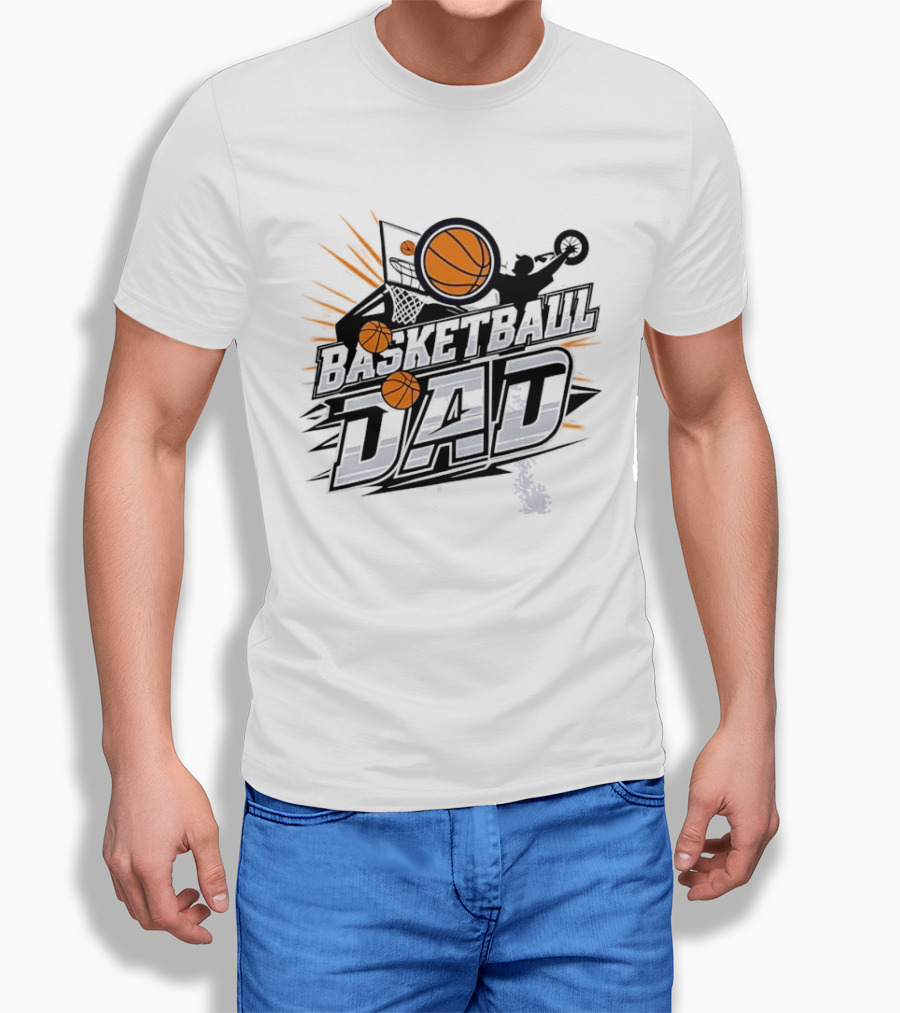 Basketball Dad Action Hoop Flying Ball Slam Dunk Sports T-Shirt