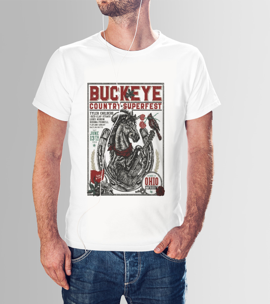 Buckeye Country Superfest June 13 2026 Ohio Stadium Tyler Childers Red Clay Lord Huron Sierra Ferrell Flatland Cavalry Kaitlin Butts T-Shirt
