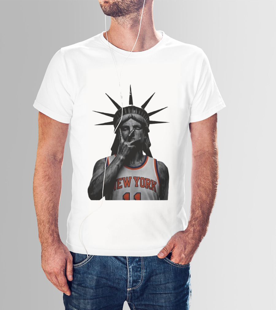 New York Knicks Jalen Brunson Statue Of Liberty Basketball Legend The Wait Is Over T-Shirt