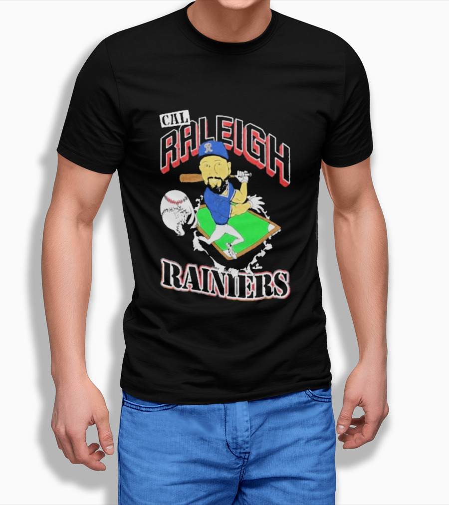 Cal Raleigh Rainiers Baseball Catcher Player Caricature T-Shirt