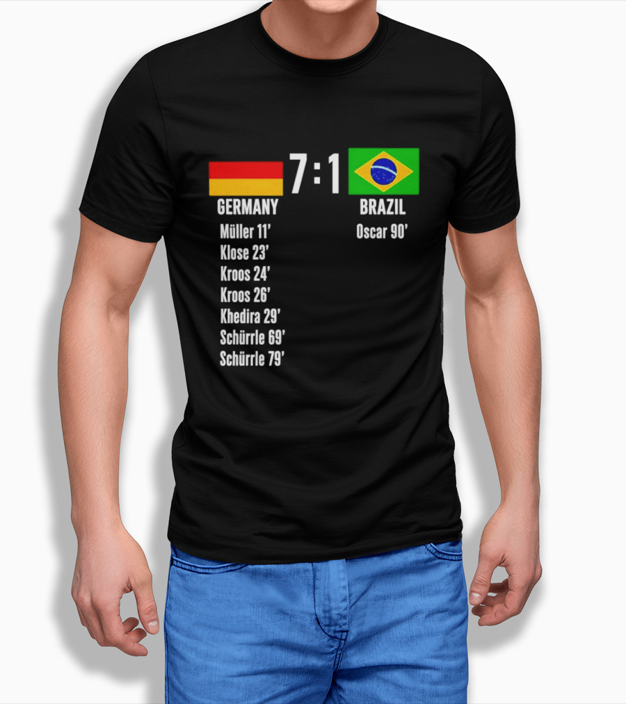 Germany 7 1 Brazil Müller Klose Kroos Khedira Schürrle Oscar Score T-Shirt