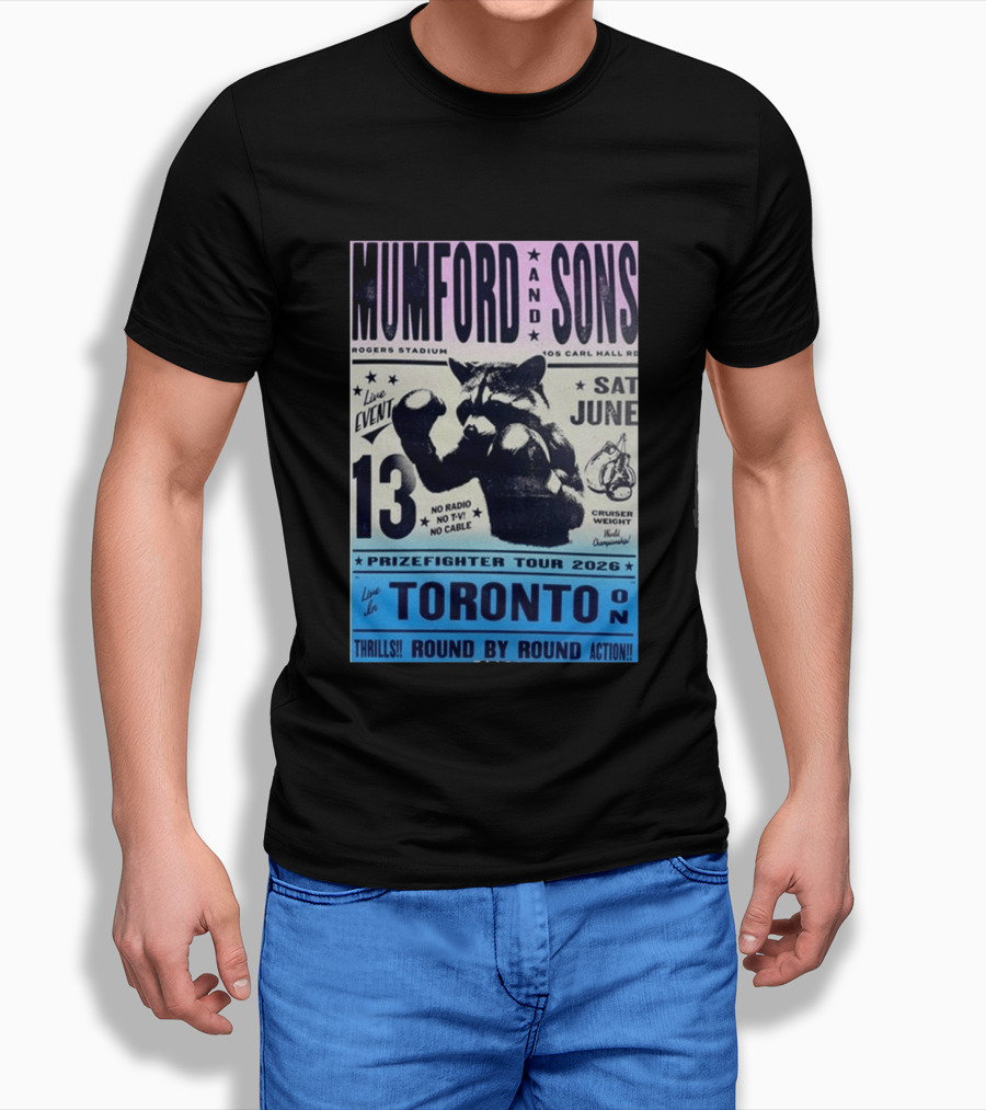Mumford & Sons Live Event Rogers Stadium Prizefighter Tour Toronto June 13 2026 T-Shirt