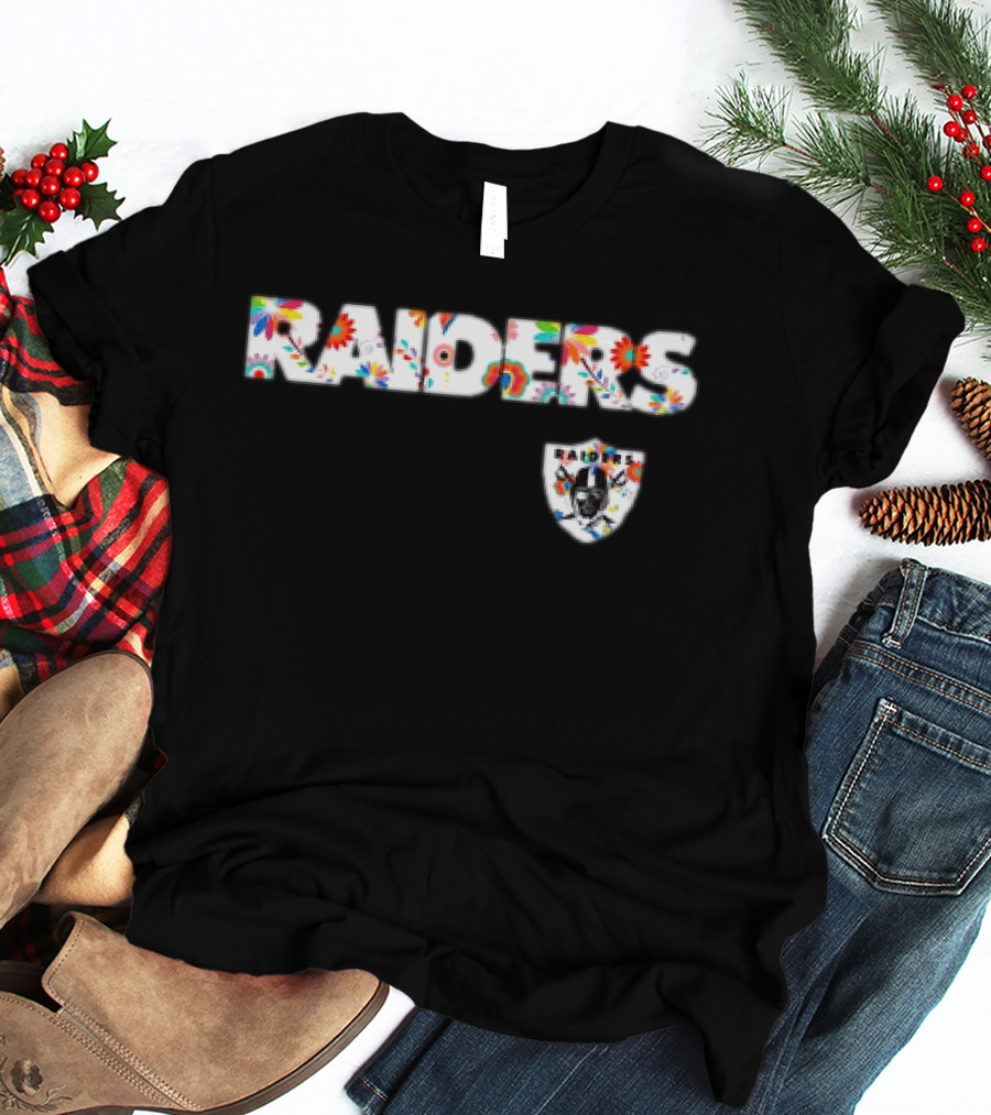 Raiders Dia De Los Muerto 2025 Floral Skull NFL Team T-Shirt
