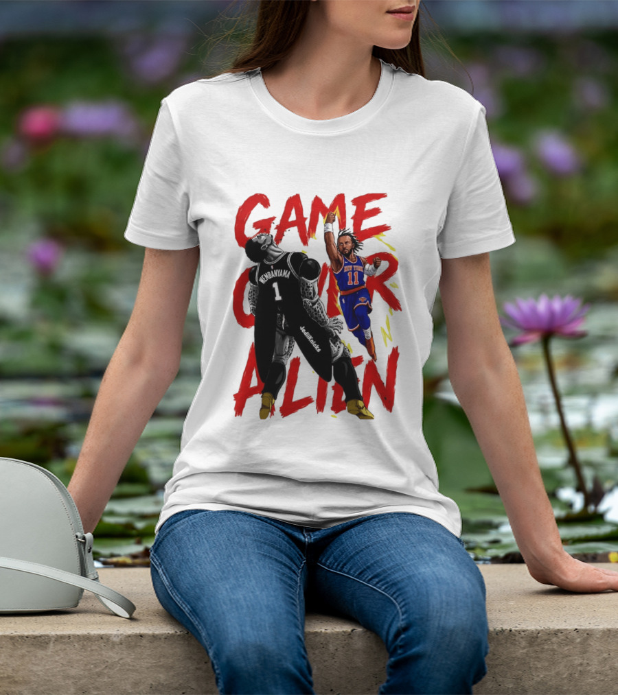 Game Over Alien Wembanyama Vs Jalen Gohan Brunson Knicks T-Shirt