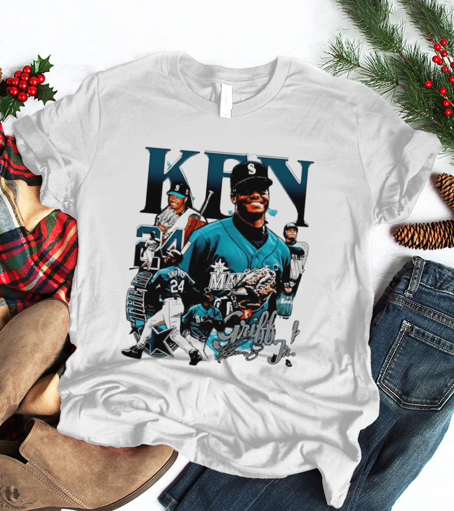 Ken Griffey Jr Seattle Mariners The Kid 24 Legendary Collage T-Shirt
