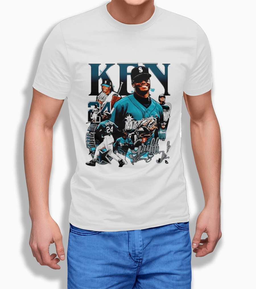 Ken Griffey Jr Seattle Mariners The Kid 24 Legendary Collage T-Shirt