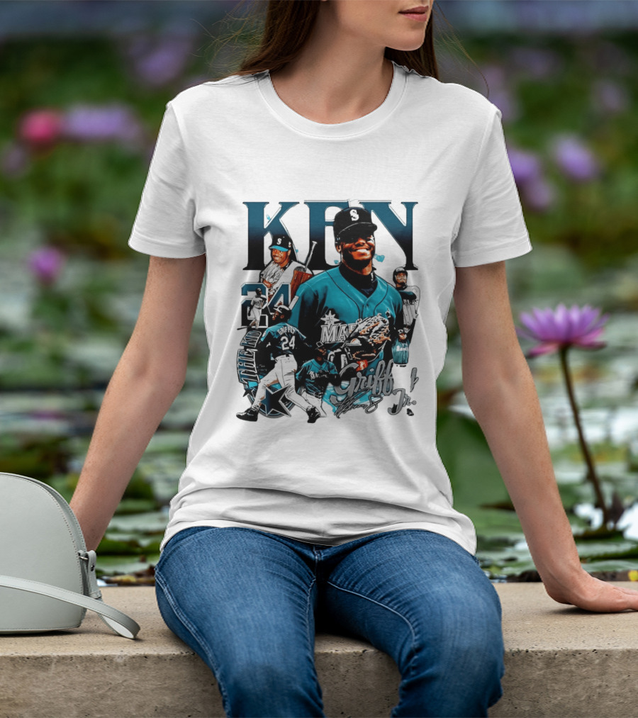 Ken Griffey Jr Seattle Mariners The Kid 24 Legendary Collage T-Shirt