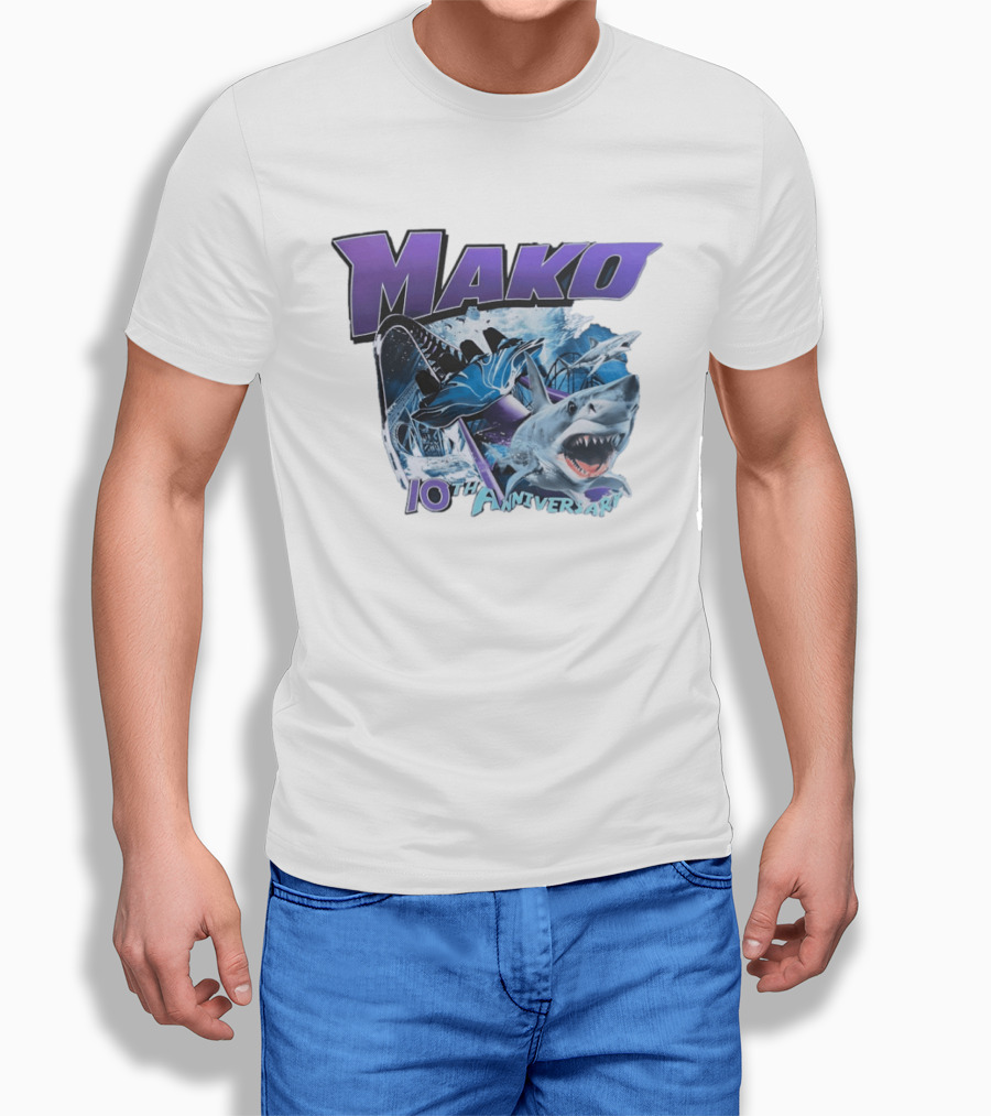 Mako 10th Anniversary SeaWorld Roller Shark Underwater Ocean Adventure T-Shirt