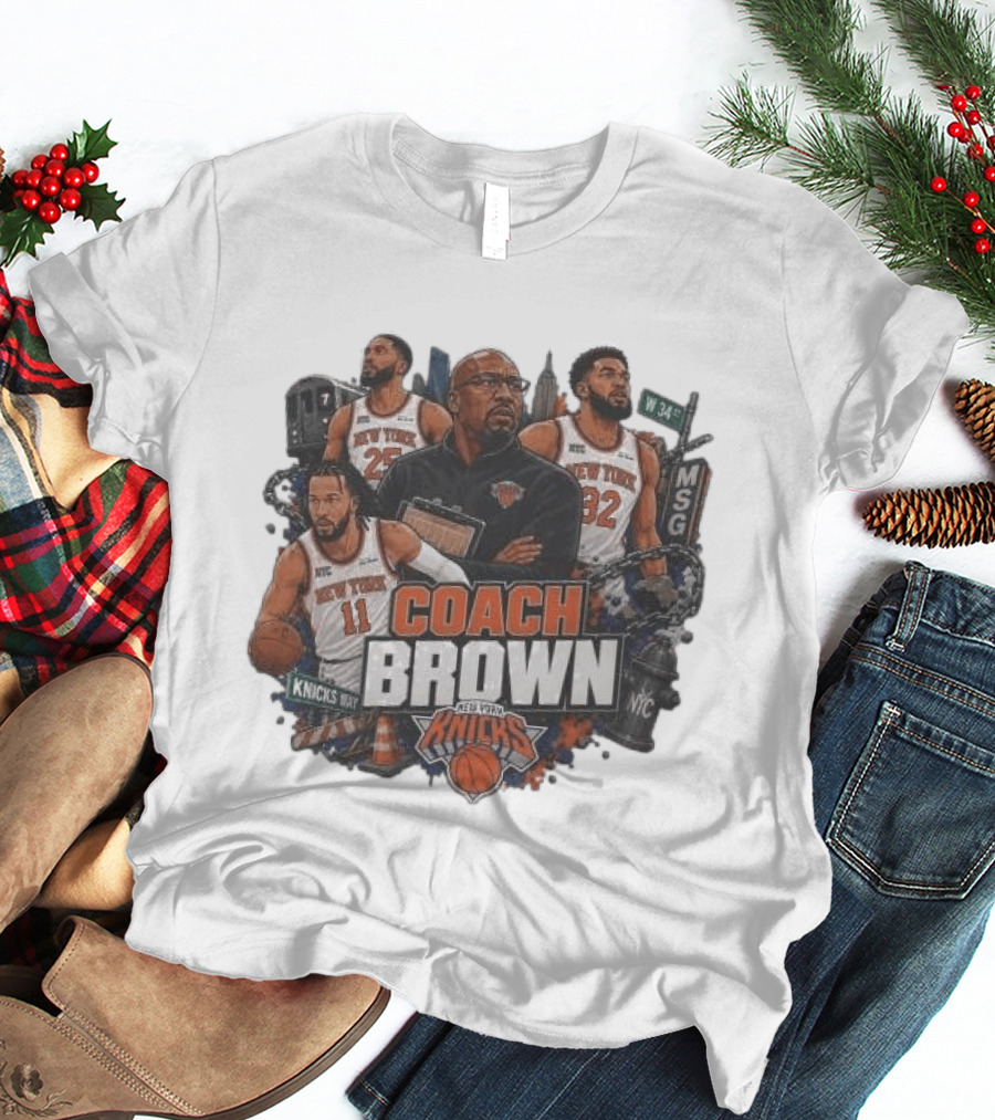 New York Knicks MSG Coach Brown Knicks Way Basketball Team 34th Street 2026 T-Shirt