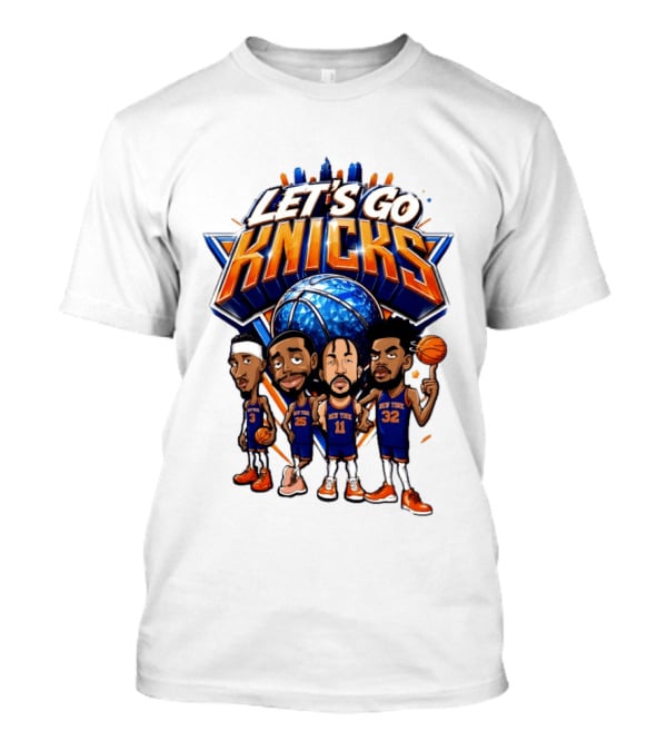 Let's Go Knicks New York Basketball Players Cartoon 2026 T-Shirt