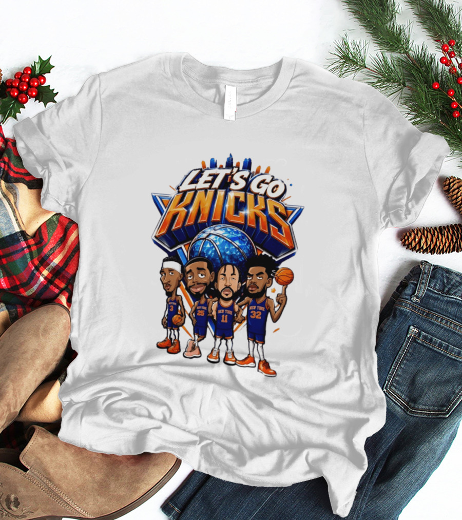 Let's Go Knicks New York Basketball Players Cartoon 2026 T-Shirt